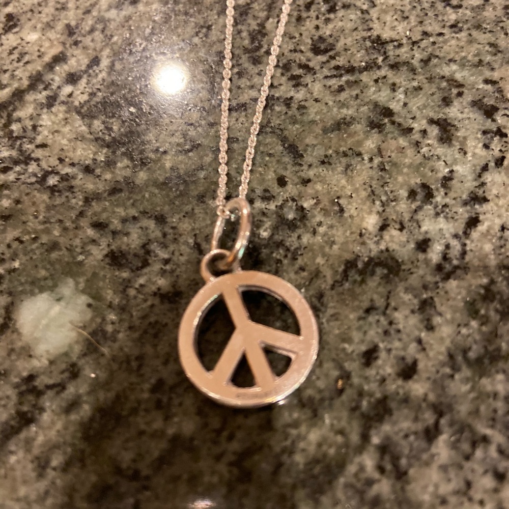 Tiffany and Co Peace Sign Charm on Chain